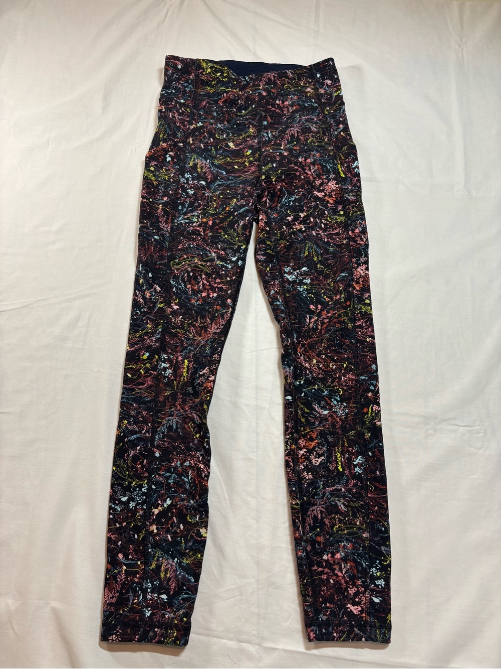 Lululemon Women's Floral Splatter Print Leggings Black Multicolor Full Length